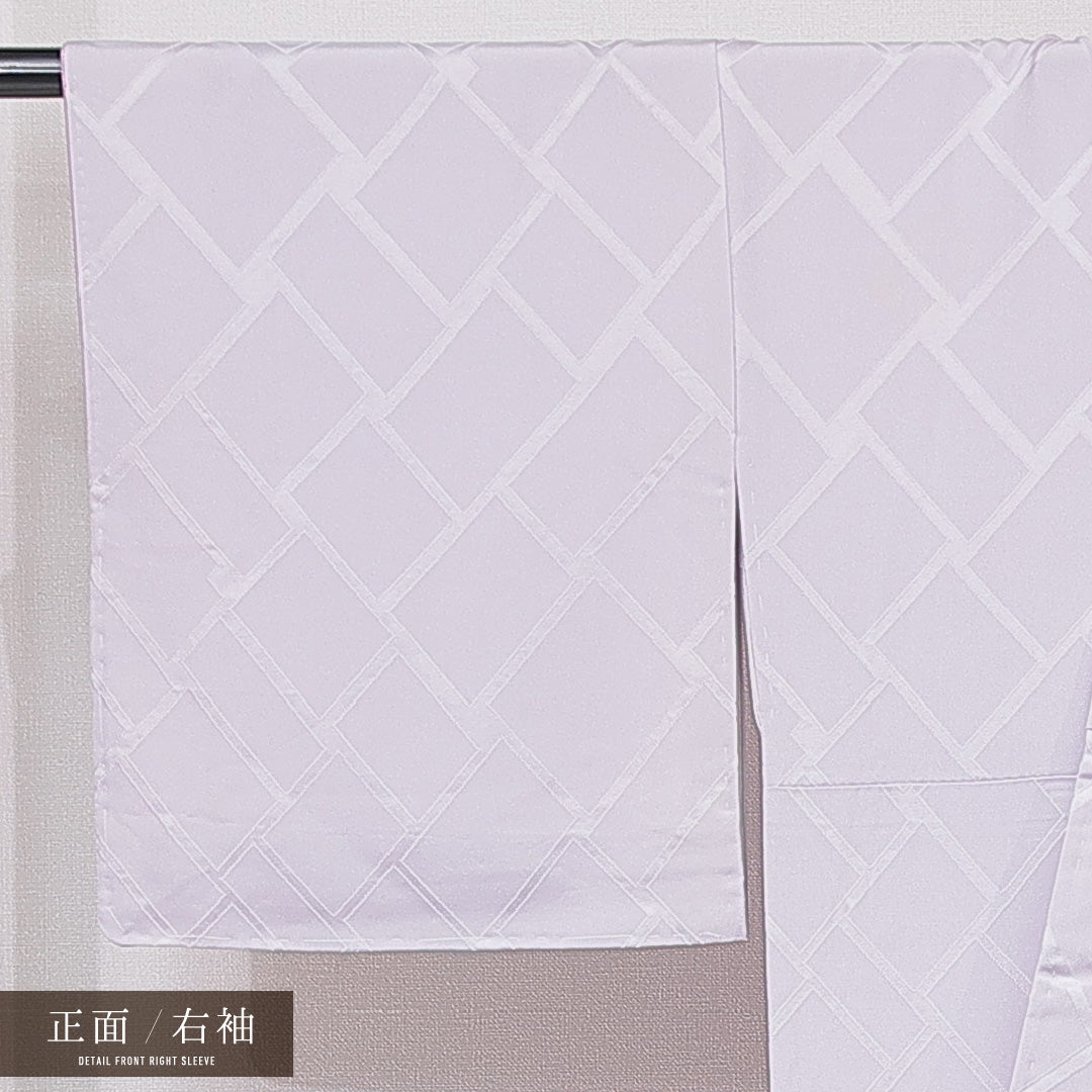 付下げ 袷 身丈156cm 裄丈65cm 正絹 Cランク 一つ紋 (桔梗) セミフォーマル 広衿 Mサイズ 刺繍 金駒刺繍 竜胆 笠松 紫系 HP 1218-15191