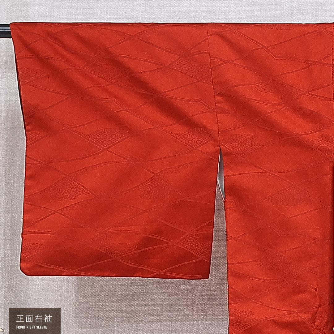 洗える着物 道行コート 袷 身丈82cm 裄丈65cm ナイロン Sランク セミフォーマル Mサイズ 吉祥文様 緑系 RP 1237-16130