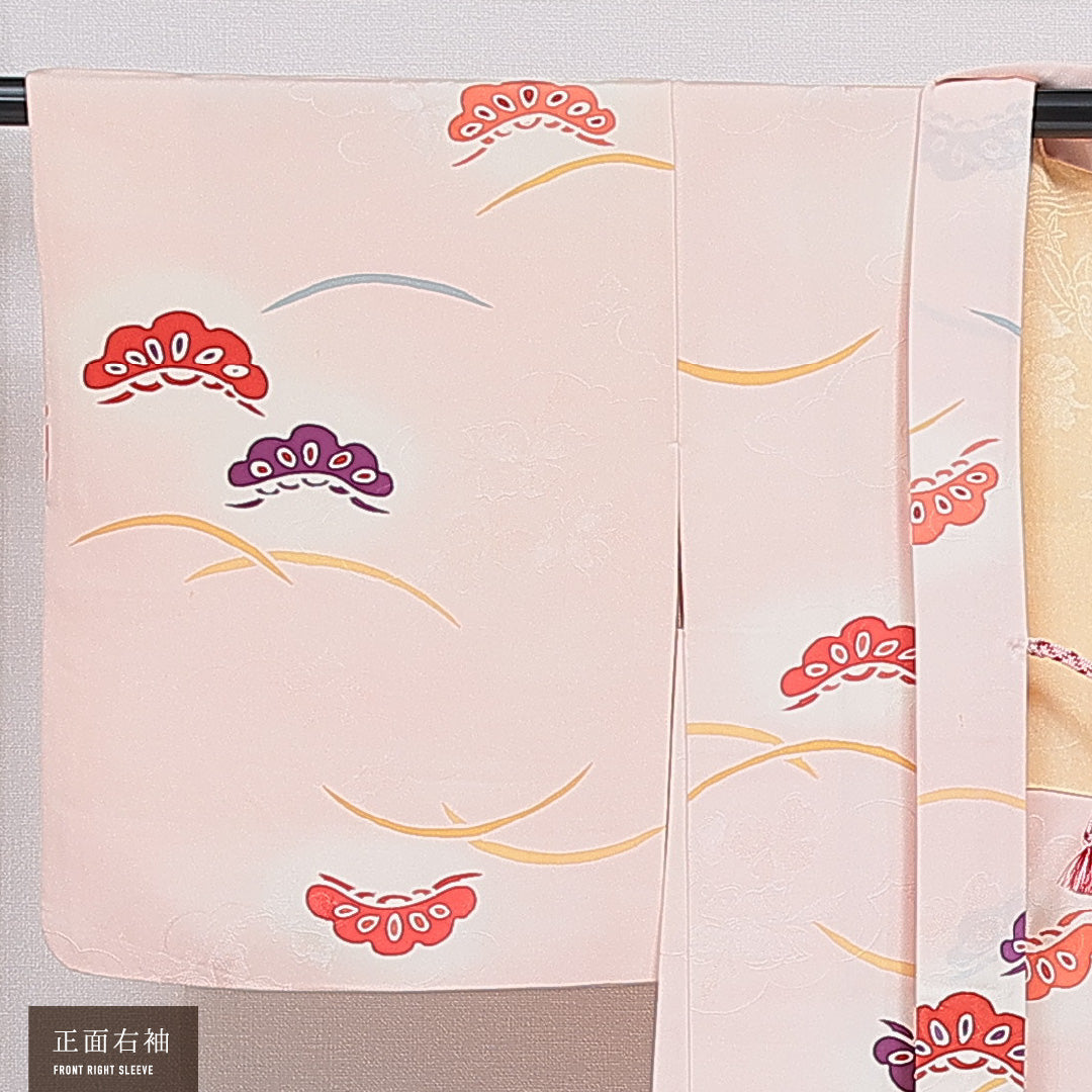 羽織 袷 身丈75cm 裄丈62cm 正絹 Cランク カジュアル Sサイズ 染め紬 紐あり 笠松 ピンク系 HP 1232-16854