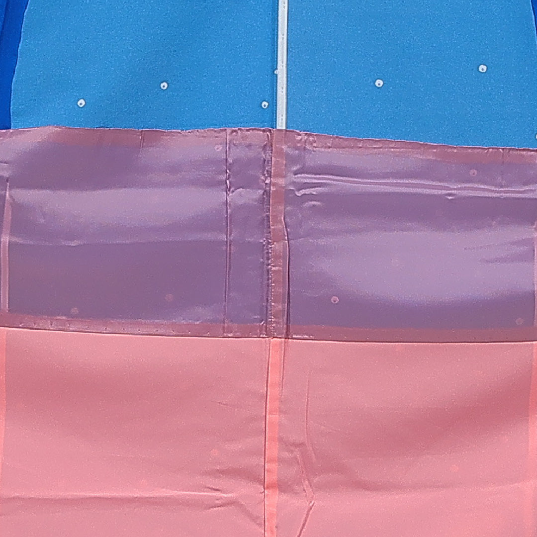 付下げ 洗える着物 胴抜き 身丈160cm 裄丈66cm ポリエステル Aランク Lサイズ バチ衿 インフォーマル 鹿の子 創作柄 青系 1261-16356