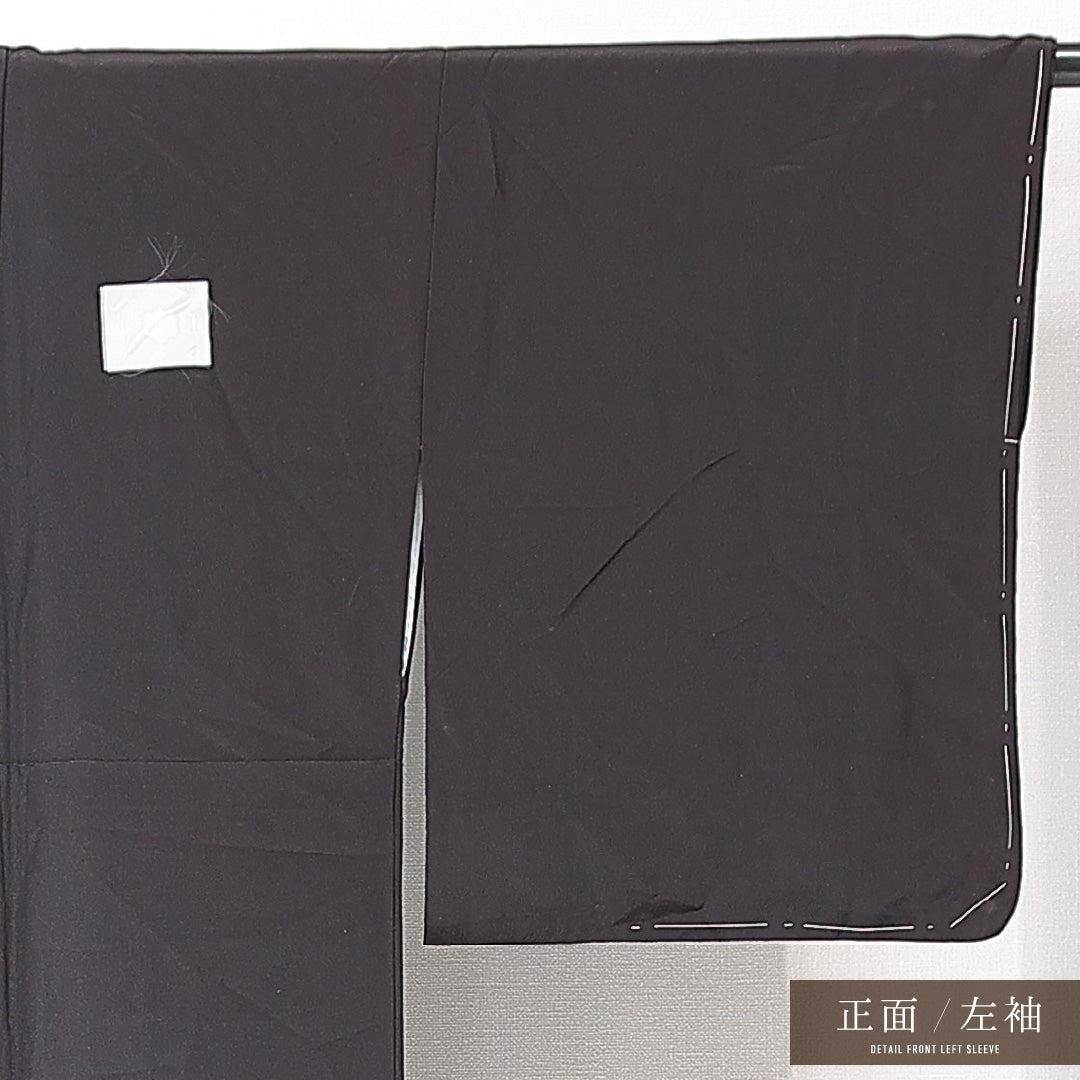 黒留袖 袷 身丈160cm 裄丈64cm 五つ紋 五三桐 フォーマル Sランク Lサイズ ポリエステル 洗える着物 広衿 鳥 菊 1211-F0712