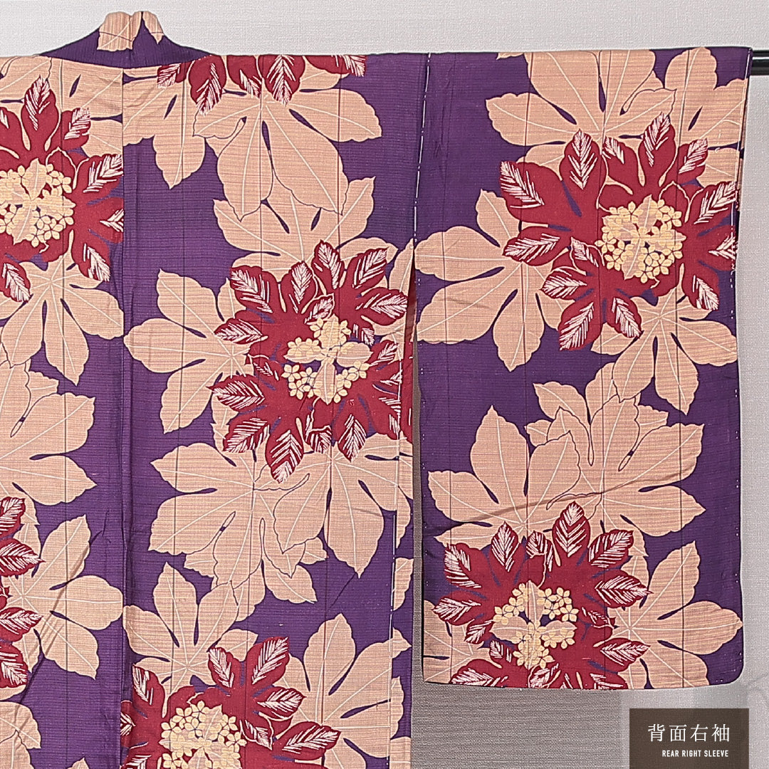 アンティーク 羽織（紬） 袷 身丈96cm 裄丈63cm 正絹 Aランク Sサイズ バチ衿 後染め 天狗の葉 緑系 1217-15180