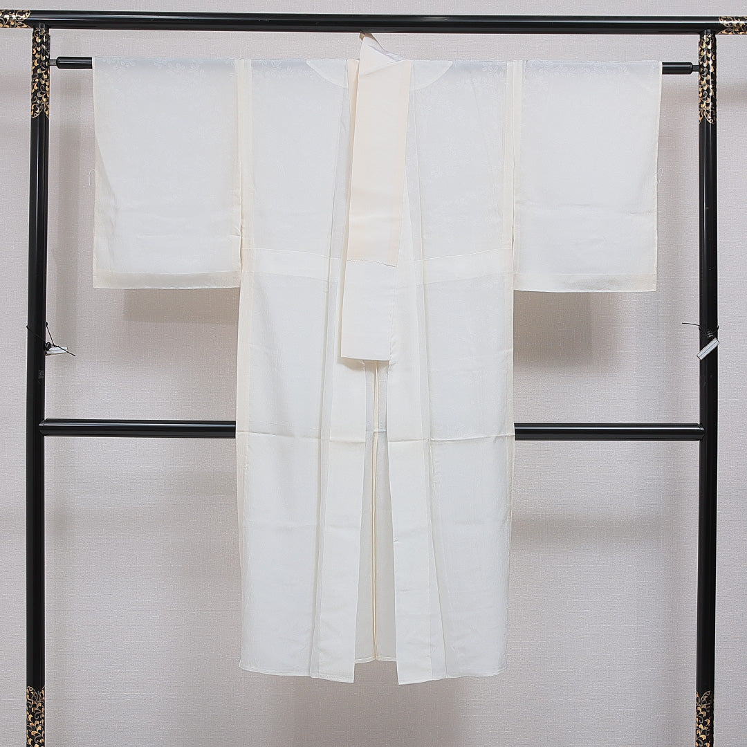 長襦袢 単衣 身丈129cm 裄丈62cm 正絹 Sランク Lサイズ 萩 白系 RP 1239-16584