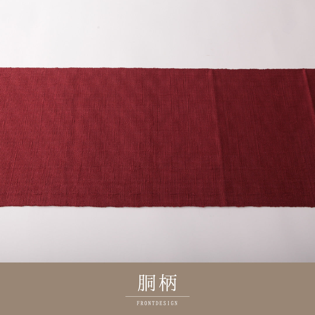 袋帯（紬） 帯丈444cm 正絹 全通 カジュアル 抽象柄 赤系 1243-01801