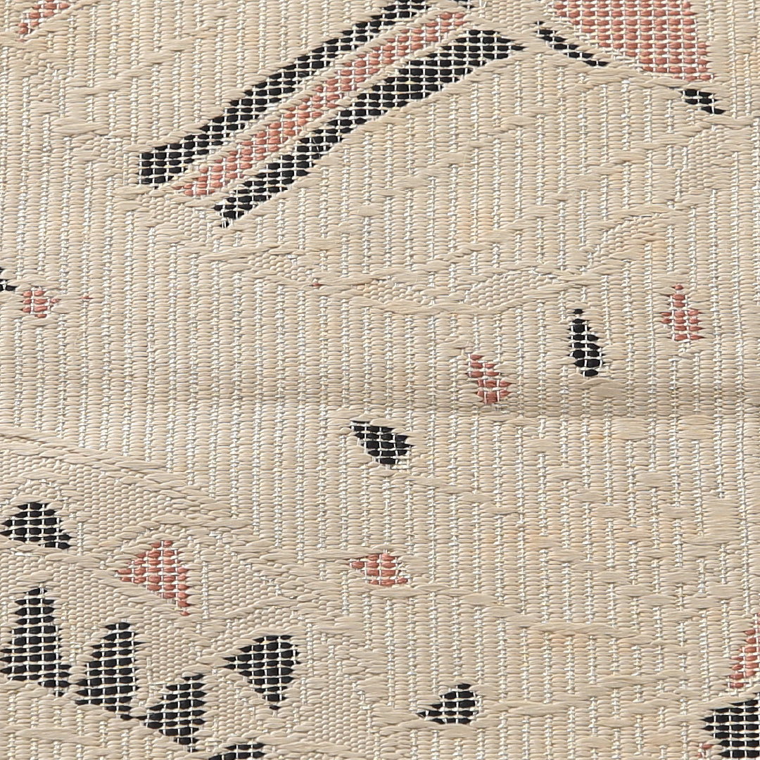 アンティーク 九寸名古屋帯 帯丈331cm 名古屋仕立て 六通 Bランク 正絹 創作柄 ベージュ系 1224-03939