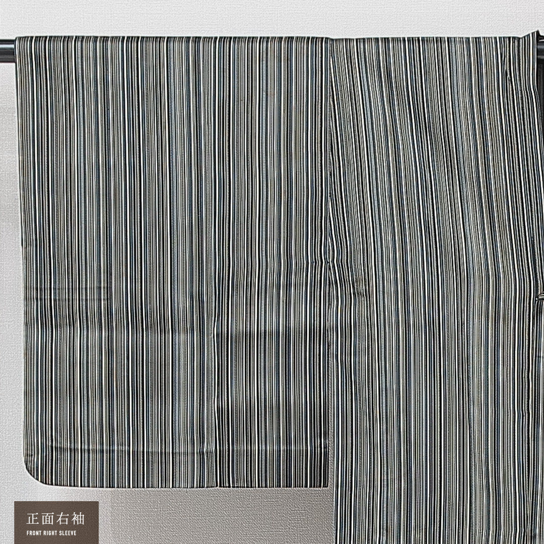 道行コート 単衣 身丈123cm 裄丈63cm 正絹 Cランク セミフォーマル Sサイズ 縞 多色系 LP 1237-15269