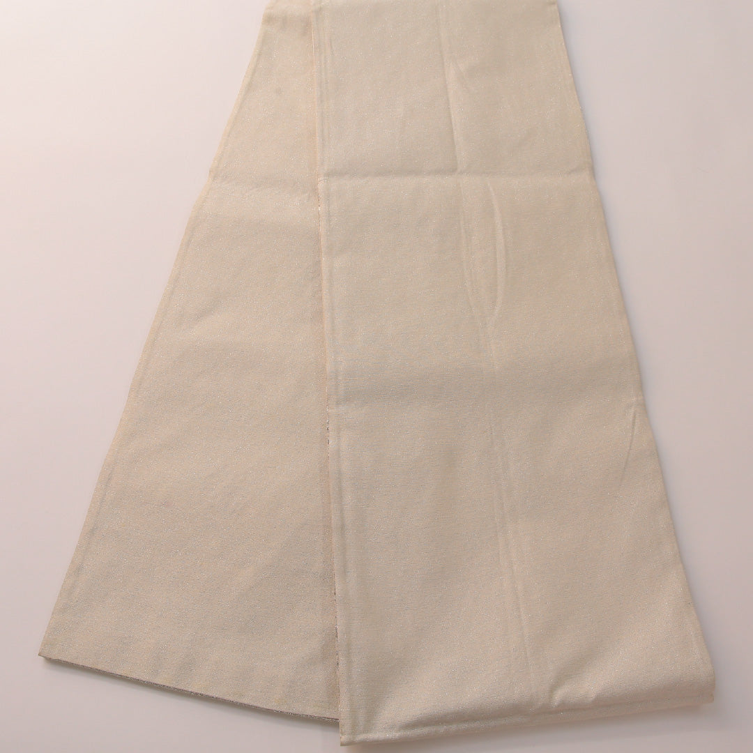 袋帯 帯丈424cm フォーマル 六通 Cランク 正絹 菊 桐 白系 銀系 1223-01916