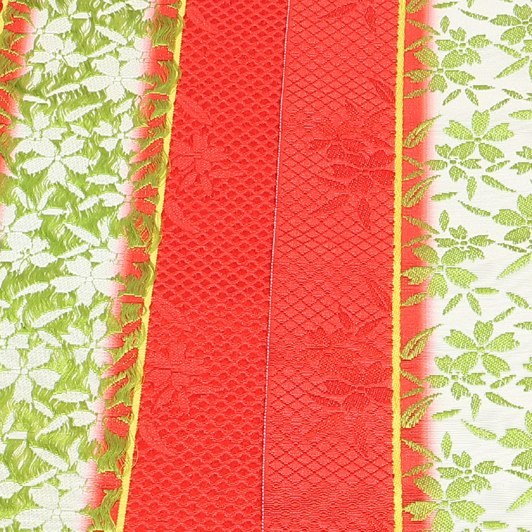 半幅帯 帯丈356cm カジュアル 単衣帯 全通 未仕立て Sランク 正絹 桜 赤系 1225-00635