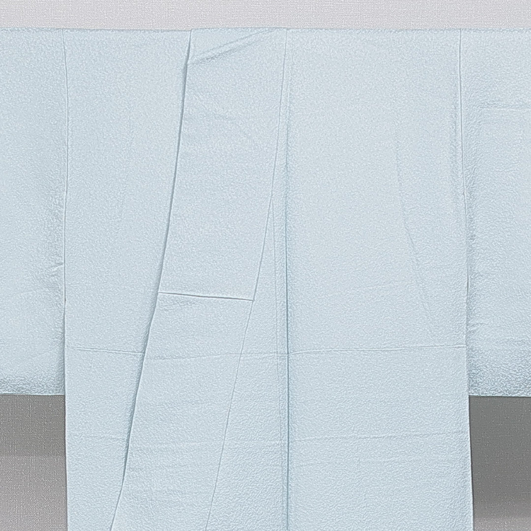 付下げ 袷 身丈150cm 裄丈62cm 正絹 Sランク 一つ紋 セミフォーマル 広衿 Sサイズ 刺繍 汕頭刺繍 松皮菱 花柄 水色系 M4 1218-15911