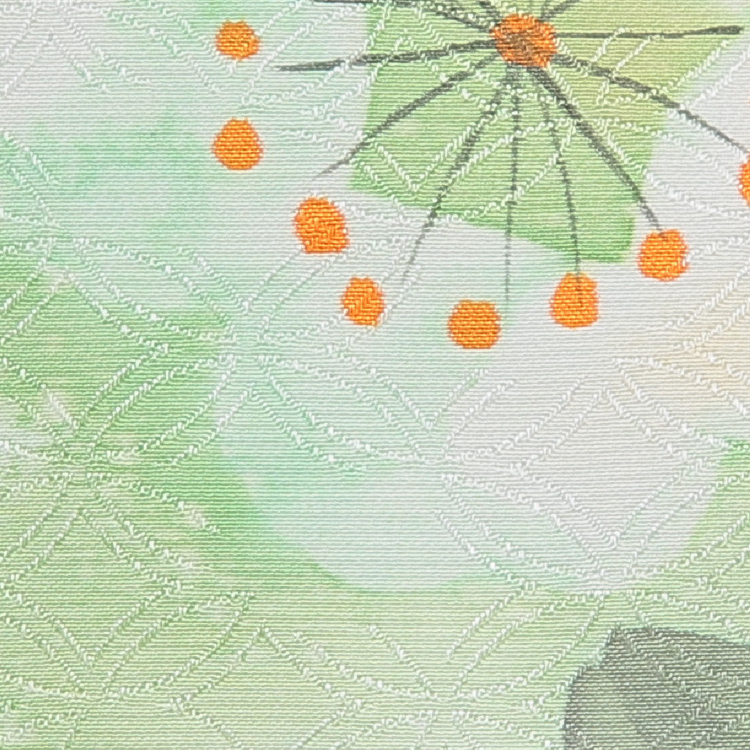 小紋 洗える着物 袷 身丈155cm 裄丈62cm ポリエステル Sランク Mサイズ 広衿 インフォーマル 七宝 桜 緑系 1215-16396