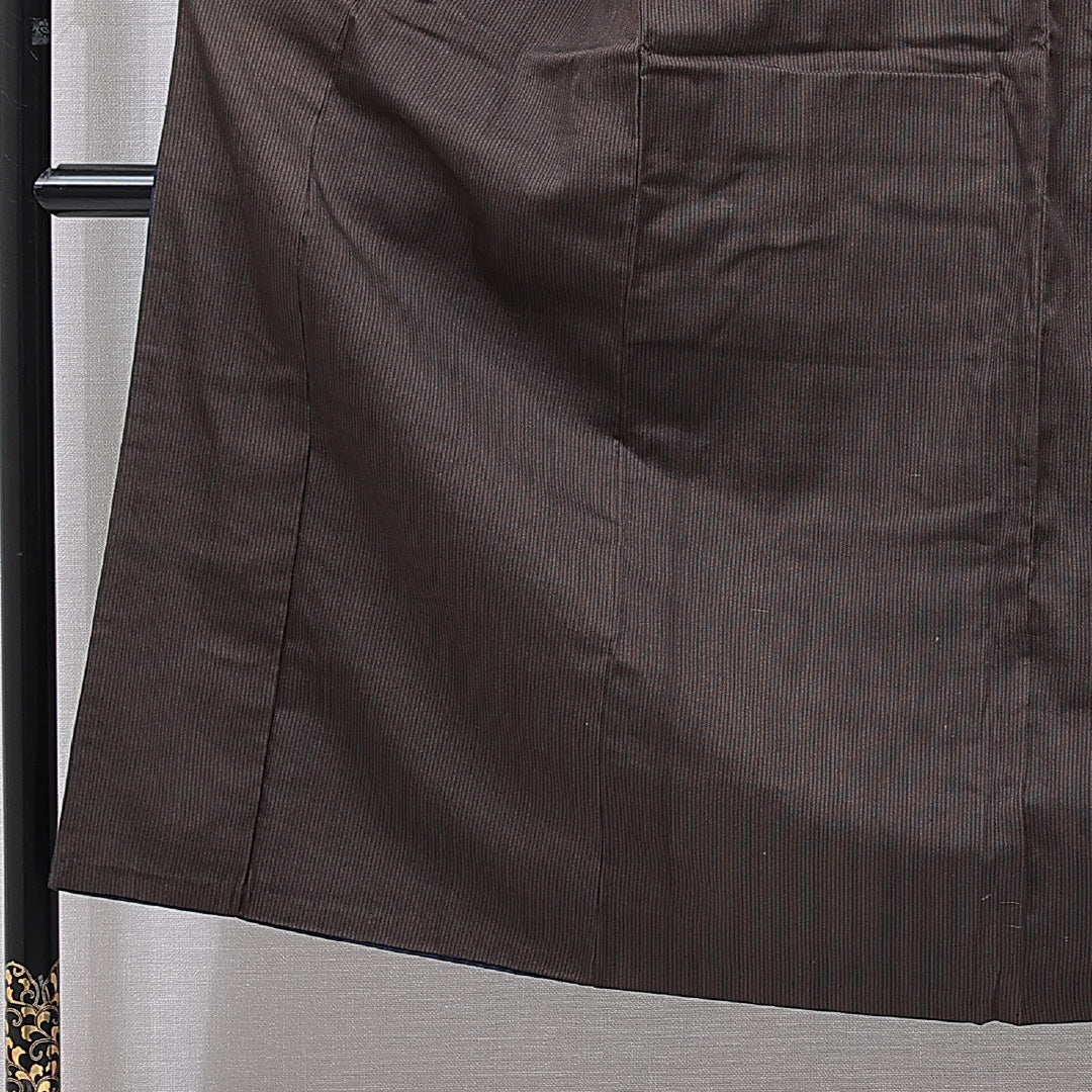 男着物 袷 身丈142cm 裄丈62cm 正絹 Sランク カジュアル 棒衿 Mサイズ 縞 茶系 M4 1224-15766