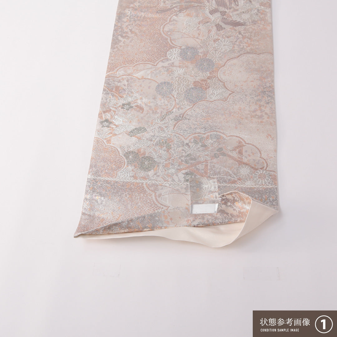 袋帯 帯丈432cm 正絹 六通 フォーマル 御所解 銀系 1243-01770
