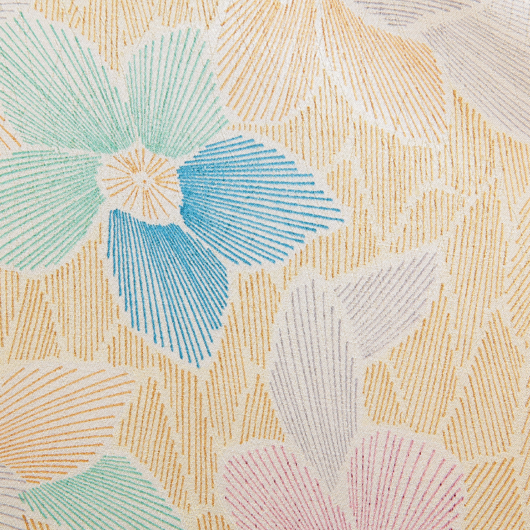 小紋 洗える着物 袷 身丈155cm 裄丈63cm ポリエステル Cランク Mサイズ 広衿 インフォーマル 花柄 朱系 1215-16116