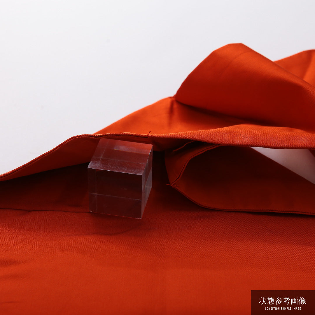 九寸名古屋帯 帯丈364cm インフォーマル 名古屋仕立て 六通 Dランク 正絹 牡丹 朱系 1224-03473