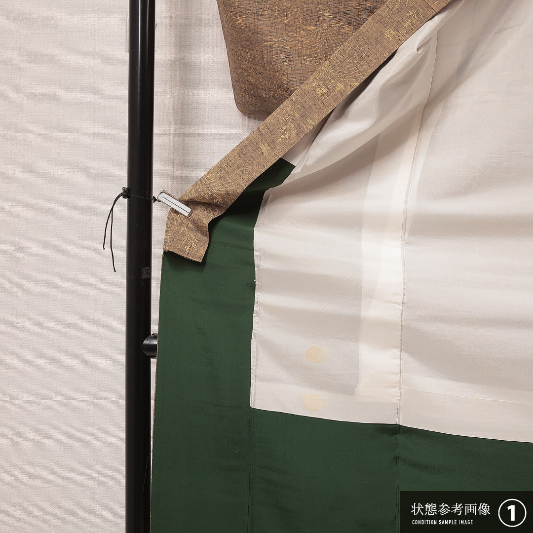 紬 袷 身丈150cm 裄丈62cm 正絹 Bランク カジュアル バチ衿 Sサイズ 植物柄 茶系 RP 1223-16919