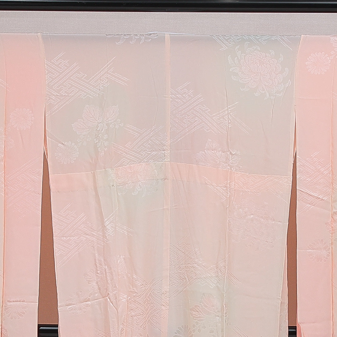 振袖用 長襦袢 無双袖 身丈143cm 裄丈67cm 正絹 Sランク 3XLサイズ 吉祥文様 ピンク系 M4 1240-16613