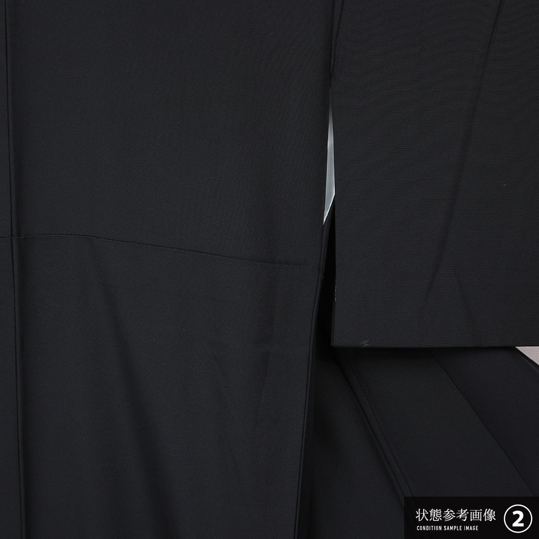 黒留袖 袷 身丈166cm 裄丈65cm 五つ紋 フォーマル Aランク XLサイズ 正絹 比翼仕立て 広衿 扇 菱 牡丹 1211-F0657