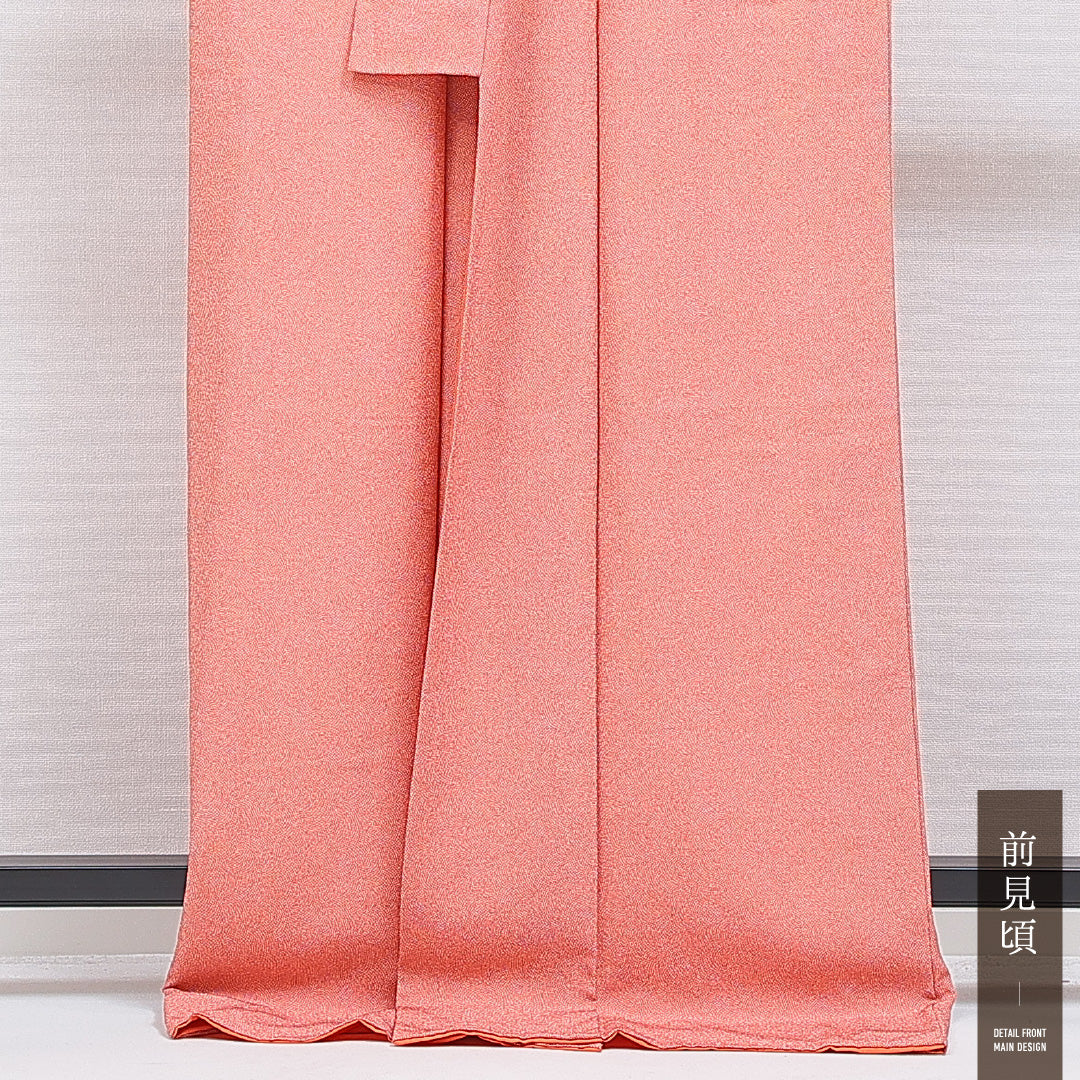 江戸小紋（鮫） 洗える着物 袷 身丈170cm 裄丈66cm ポリエステル Sランク 2XLサイズ 広衿 インフォーマル 朱系 1262-15951