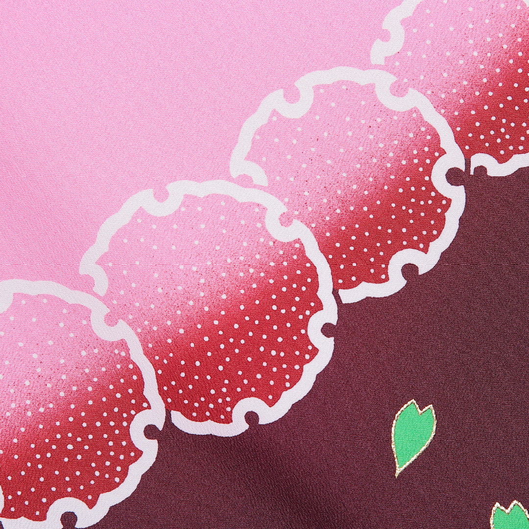 付下げ 洗える着物 単衣 身丈161cm 裄丈68cm ポリエステル Aランク Lサイズ バチ衿 インフォーマル 雪輪 桜 ピンク系 1261-16283