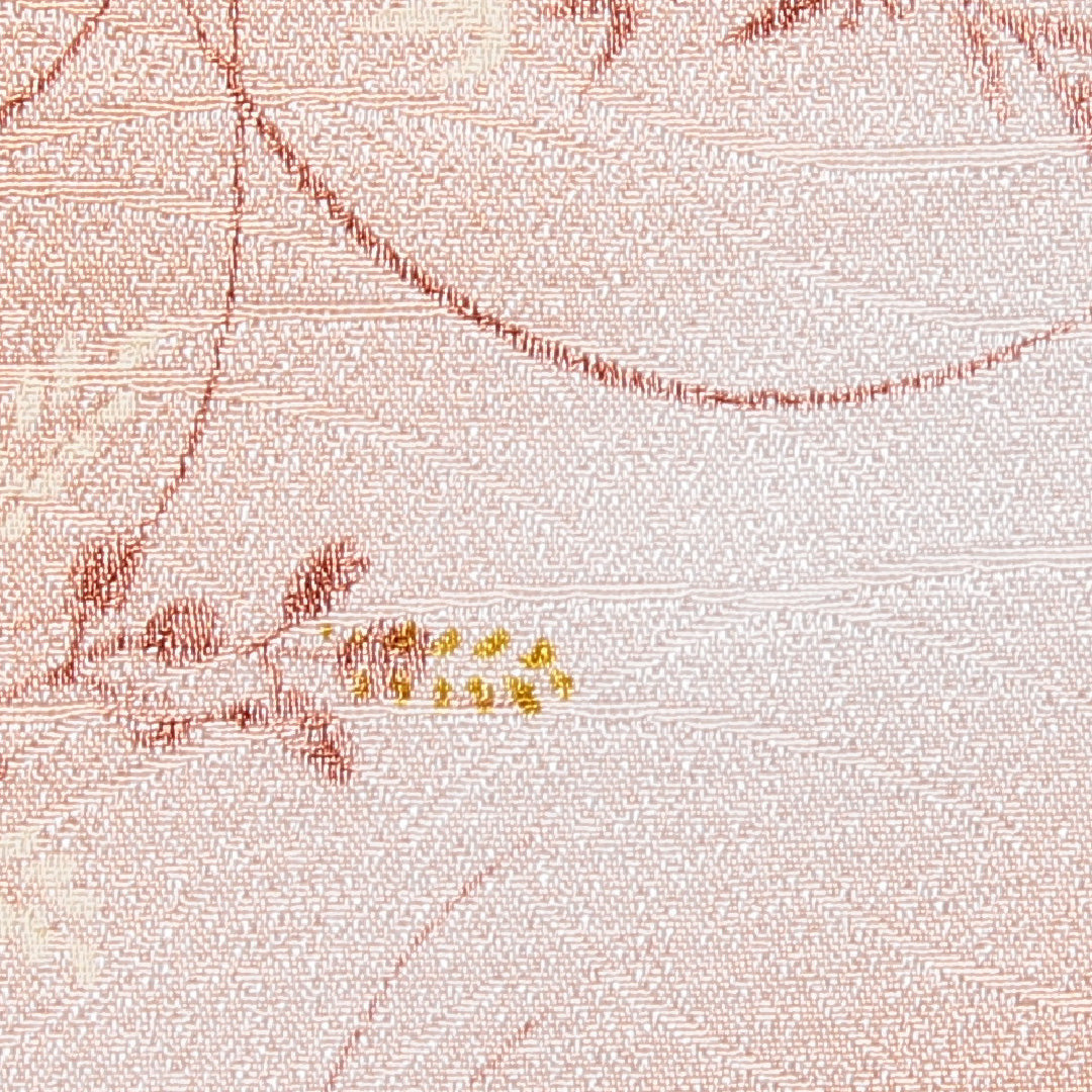 小紋 洗える着物 袷 身丈161cm 裄丈62cm ポリエステル Sランク Lサイズ 広衿 インフォーマル 菊 朱系 1215-15812