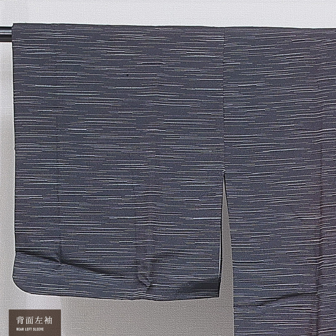 道行コート 洗える着物 袷 身丈84cm 裄丈64cm ポリエステル Cランク Mサイズ フォーマル ポケットあり 織り出し 抽象柄 紺系 1263-16866