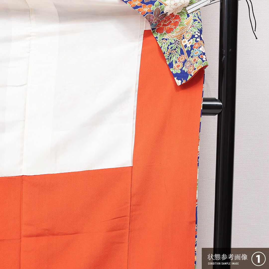 振袖 袷 身丈160cm 裄丈63cm フォーマル Bランク Lサイズ 正絹 広衿 壺 菊 1213-F0652