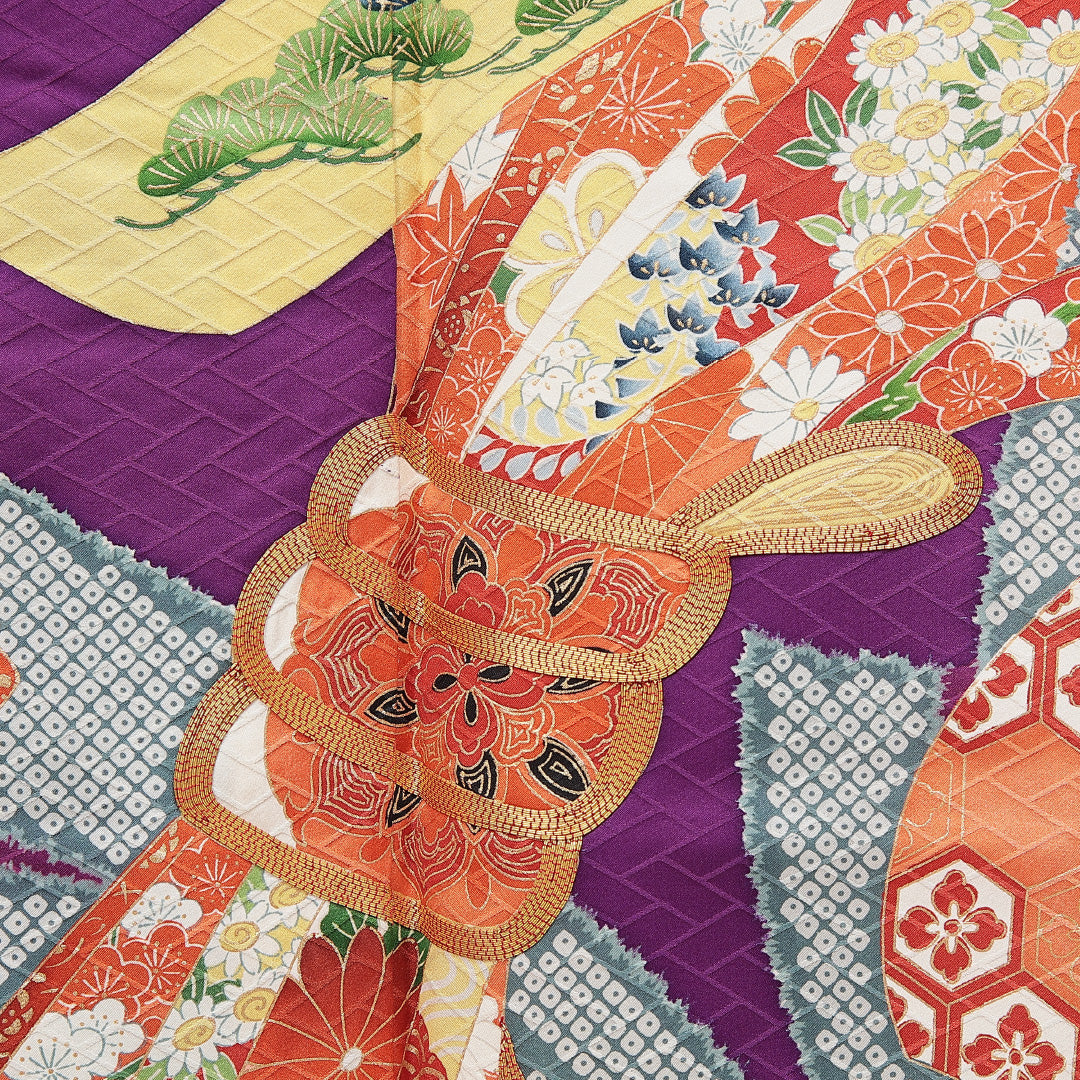 振袖 袷 身丈156cm 裄丈65cm フォーマル Sランク Mサイズ 正絹 広衿 吉祥文様 金駒刺繍 1213-F0629