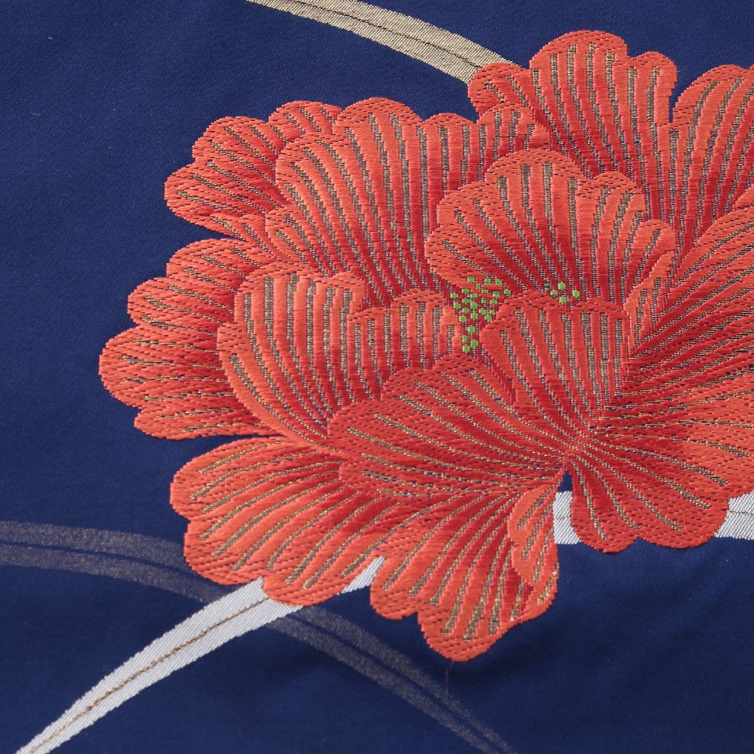 八寸名古屋帯 Sランク 帯丈353cm 正絹 ポイント柄 名古屋仕立て 織り インフォーマル 芙蓉 青系 RP 1245-03979