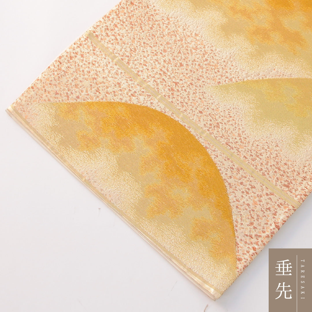 袋帯 帯丈428cm 正絹 六通 セミフォーマル 遠山 砂子 クリーム系 1243-02303
