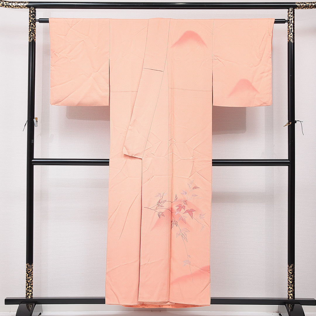付下げ 袷 身丈153cm 裄丈63cm 正絹 Aランク インフォーマル 広衿 Sサイズ 花柄 ベージュ系 HP 1218-15333