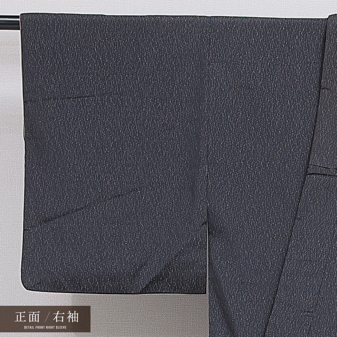 お召 袷 身丈148cm 裄丈62cm 正絹 Bランク インフォーマル バチ衿 XSサイズ 抽象柄 紺系 HP 1222-15932