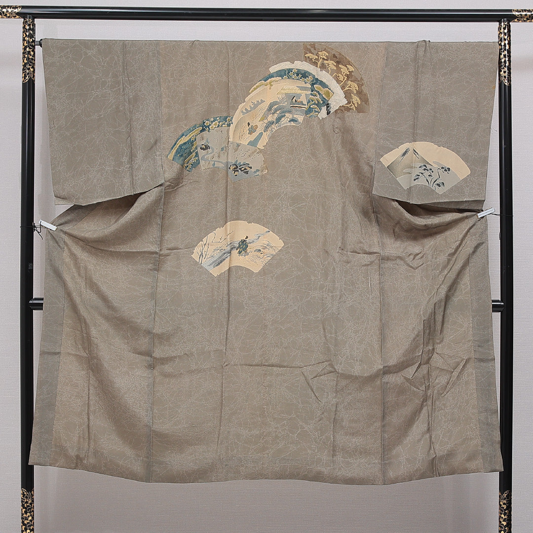 長襦袢 男性用 無双袖 身丈140cm 裄丈68cm 正絹 Cランク Lサイズ 平安絵巻 グレー系 LP 1241-16718