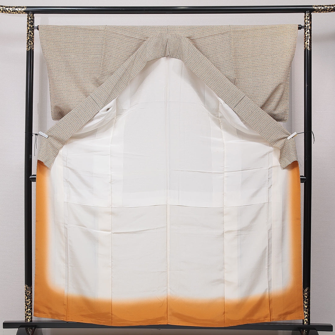 小紋 袷 身丈161cm 裄丈64cm 正絹 Sランク インフォーマル 広衿 Lサイズ 亀甲 多色系 RP 1221-15891