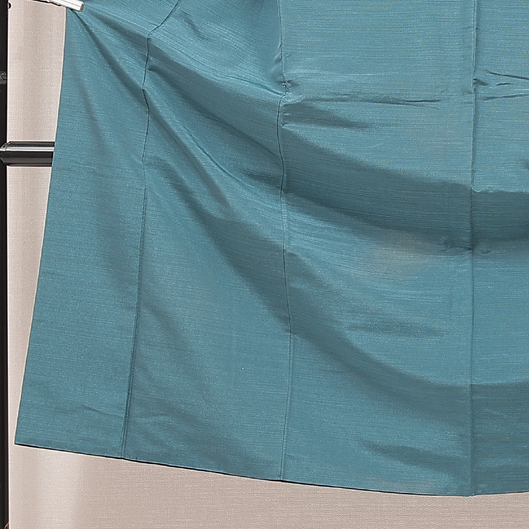 男着物 袷 身丈157cm 裄丈63cm 正絹 Bランク カジュアル 棒衿 2XLサイズ 無地 緑系 RP 1224-16908
