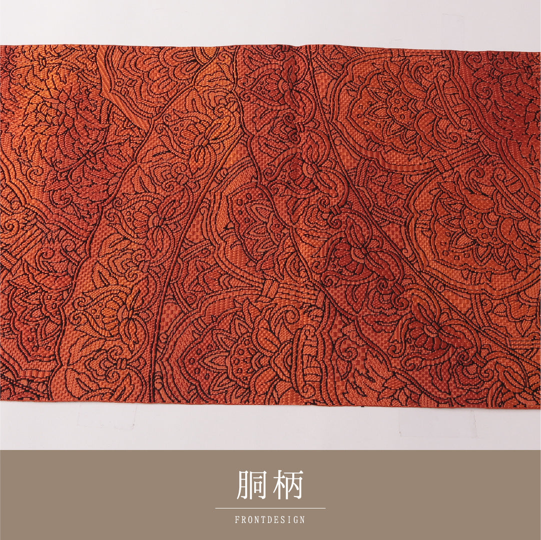 八寸名古屋帯 Sランク 帯丈364cm 正絹 六通 松葉仕立て 織り インフォーマル 宝相華 朱系 LP 1245-03183