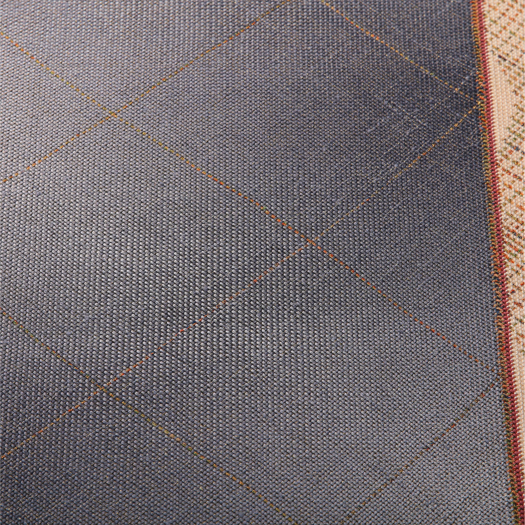 八寸名古屋帯 帯丈374cm カジュアル 松葉仕立て 全通 Sランク 正絹 創作柄 グレー系 1224-03617