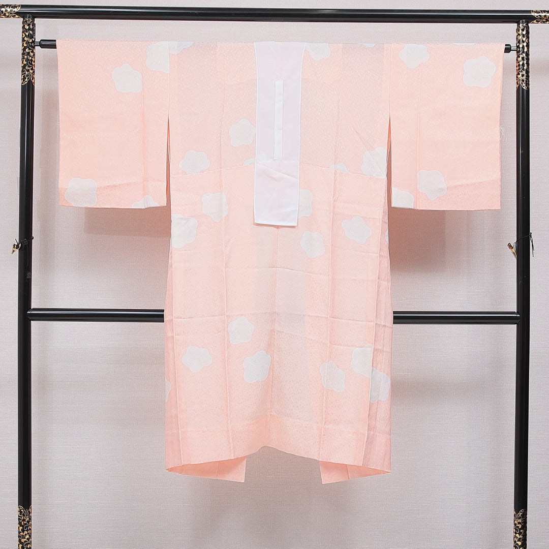 長襦袢 洗える着物 無双袖 身丈121cm 裄丈62cm ポリエステル Sランク Sサイズ 梅 ピンク系 1229-16696