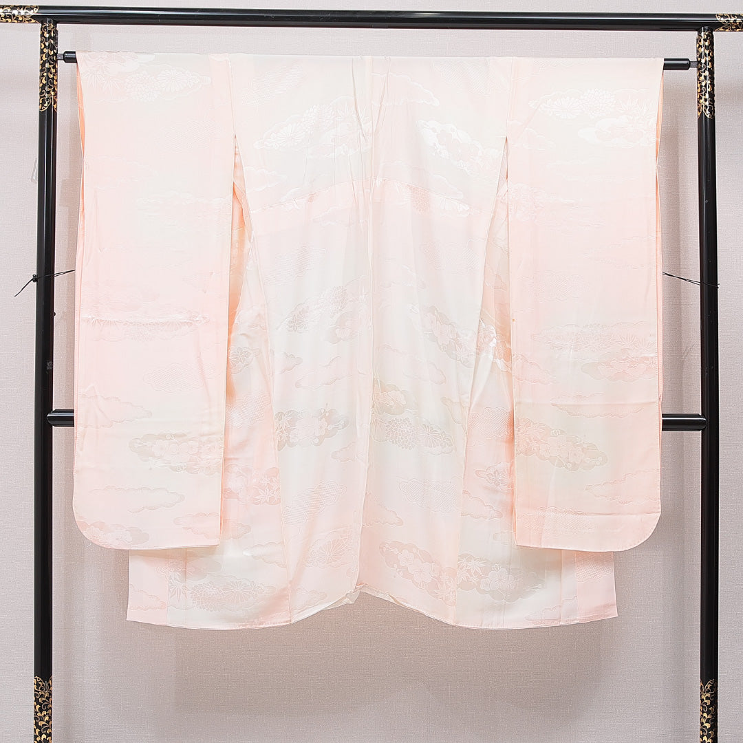 振袖用 長襦袢 無双袖 身丈123cm 裄丈62cm 正絹 Bランク Sサイズ 梅 ピンク系 RP 1240-15388