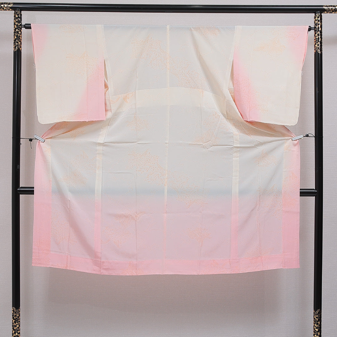長襦袢 無双袖 身丈126cm 裄丈64cm 正絹 Sランク Mサイズ 平安絵巻 ベージュ系 RP 1239-16583