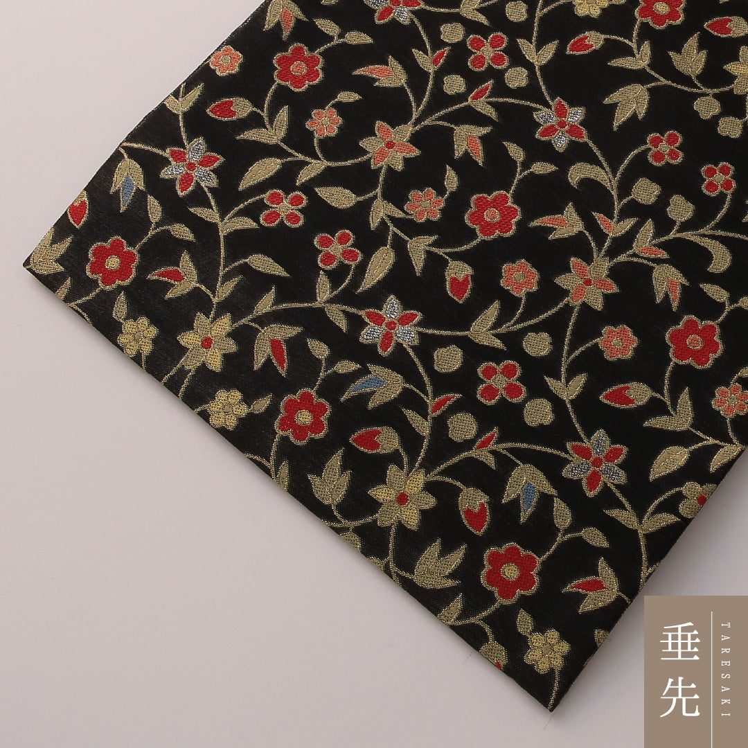 袋帯 帯丈440cm フォーマル 六通 Sランク 正絹 唐草 黒系 金系 1223-01897