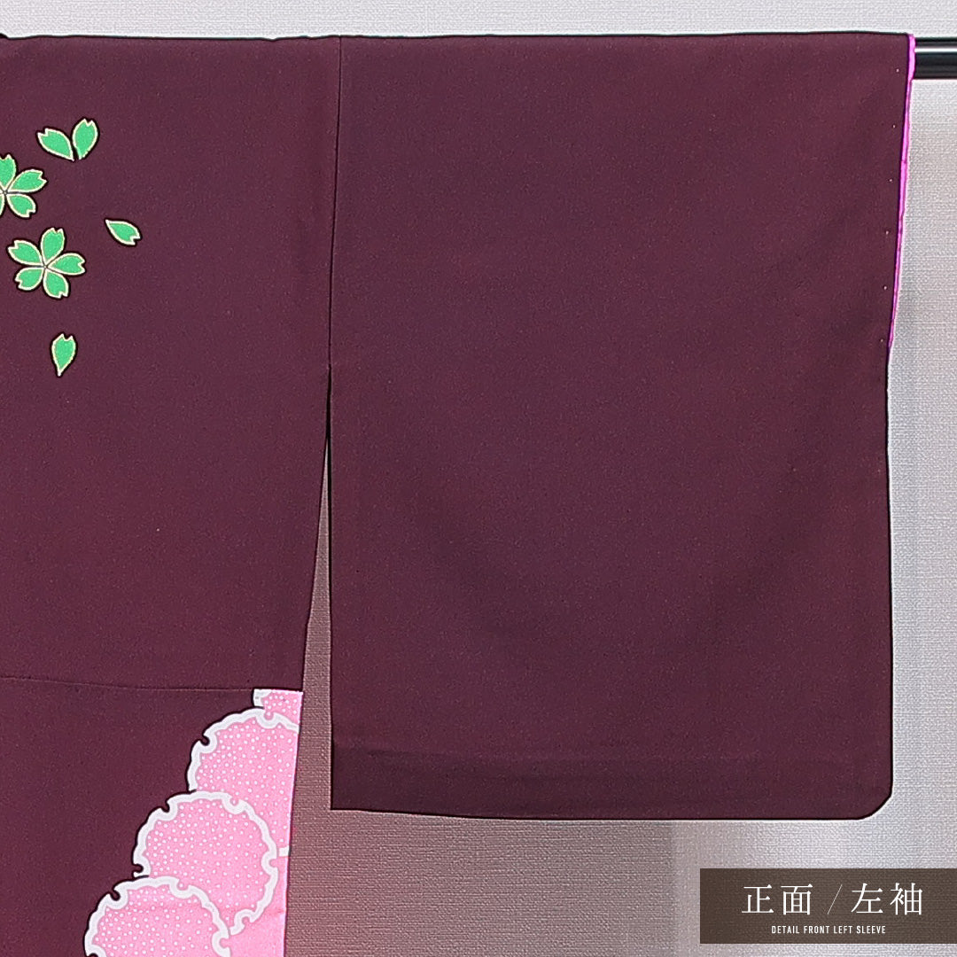付下げ 洗える着物 単衣 身丈161cm 裄丈68cm ポリエステル Aランク Lサイズ バチ衿 インフォーマル 雪輪 桜 ピンク系 1261-16283