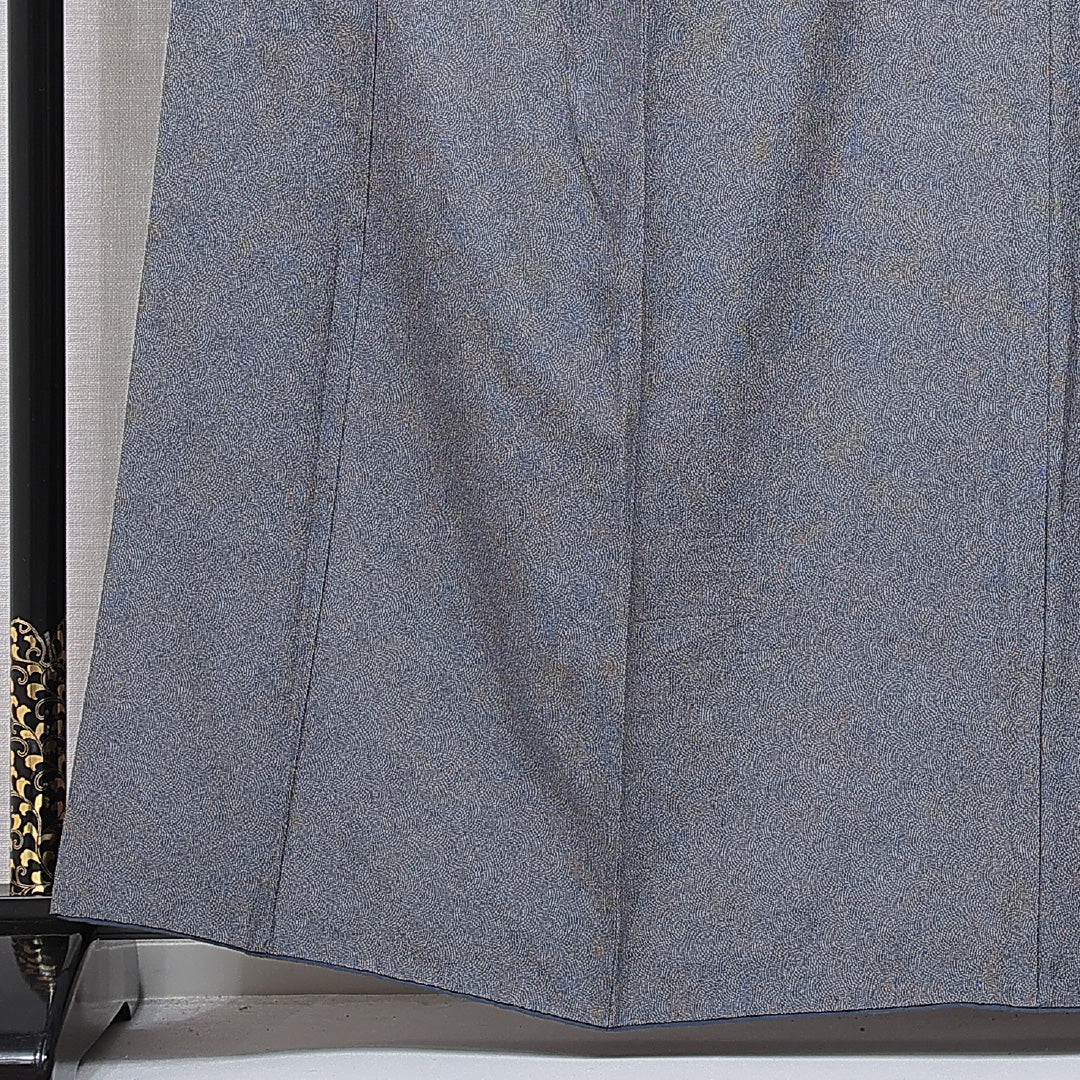 江戸小紋（鮫） 袷 身丈161cm 裄丈66cm 正絹 Sランク Lサイズ 広衿 インフォーマル 紺系 1262-15712