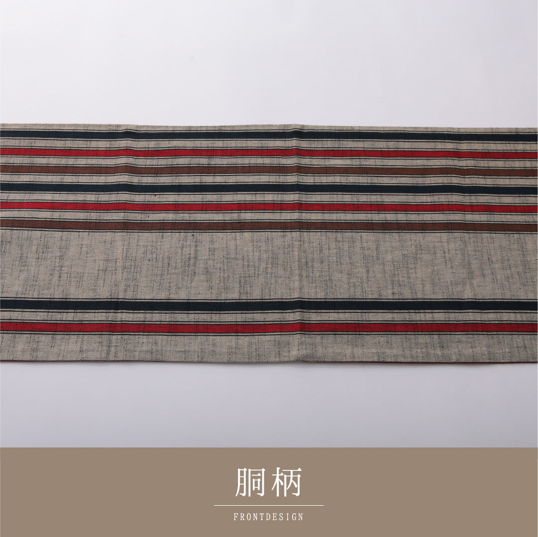 九寸名古屋帯 Sランク 帯丈342cm 正絹 全通 開き仕立て 織り カジュアル 紬 縞 ベージュ系 RP 1245-03359
