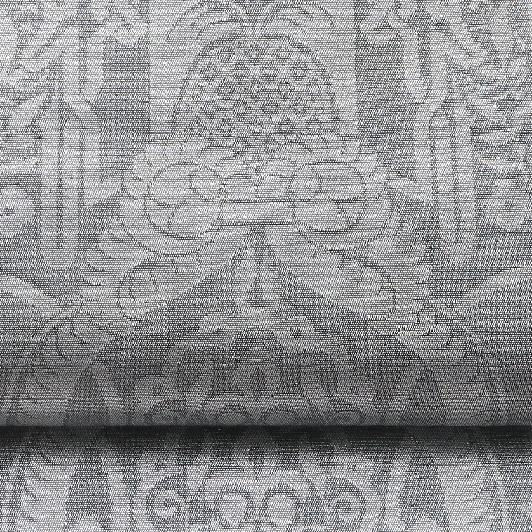 袋帯 帯丈414cm セミフォーマル 六通 帯芯なし Aランク 正絹 ペルシャ文様 銀系 1223-02230