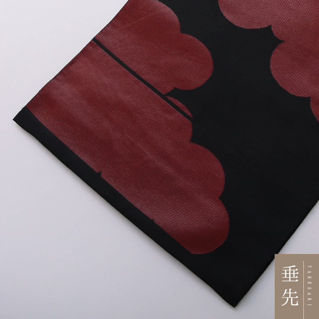 袋帯 帯丈426cm セミフォーマル 六通 帯芯なし Sランク 正絹 霞 黒系 1223-02064