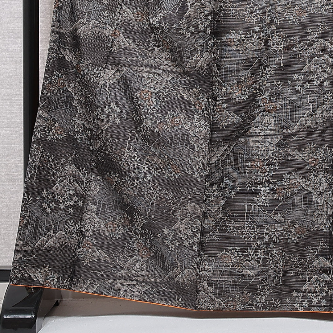 紬（大島紬） 袷 身丈164cm 裄丈69cm 正絹 Cランク Lサイズ 広衿 インフォーマル 経緯絣 茶屋辻 茶系 1216-15668