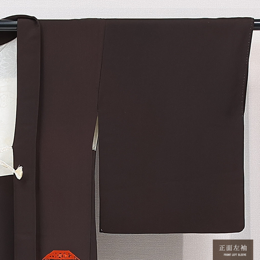 羽織 袷 身丈77cm 裄丈62cm 正絹 Sランク カジュアル Sサイズ 紐あり 茶道具 茶系 RP 1232-15310