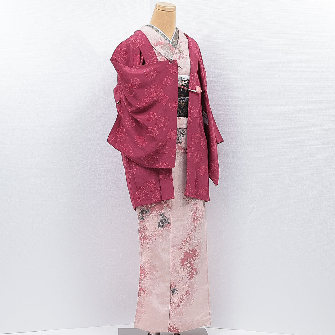 羽織 袷 身丈80cm 裄丈62cm 正絹 Sランク カジュアル Sサイズ 紐あり 桔梗 紫系 RP 1232-15326