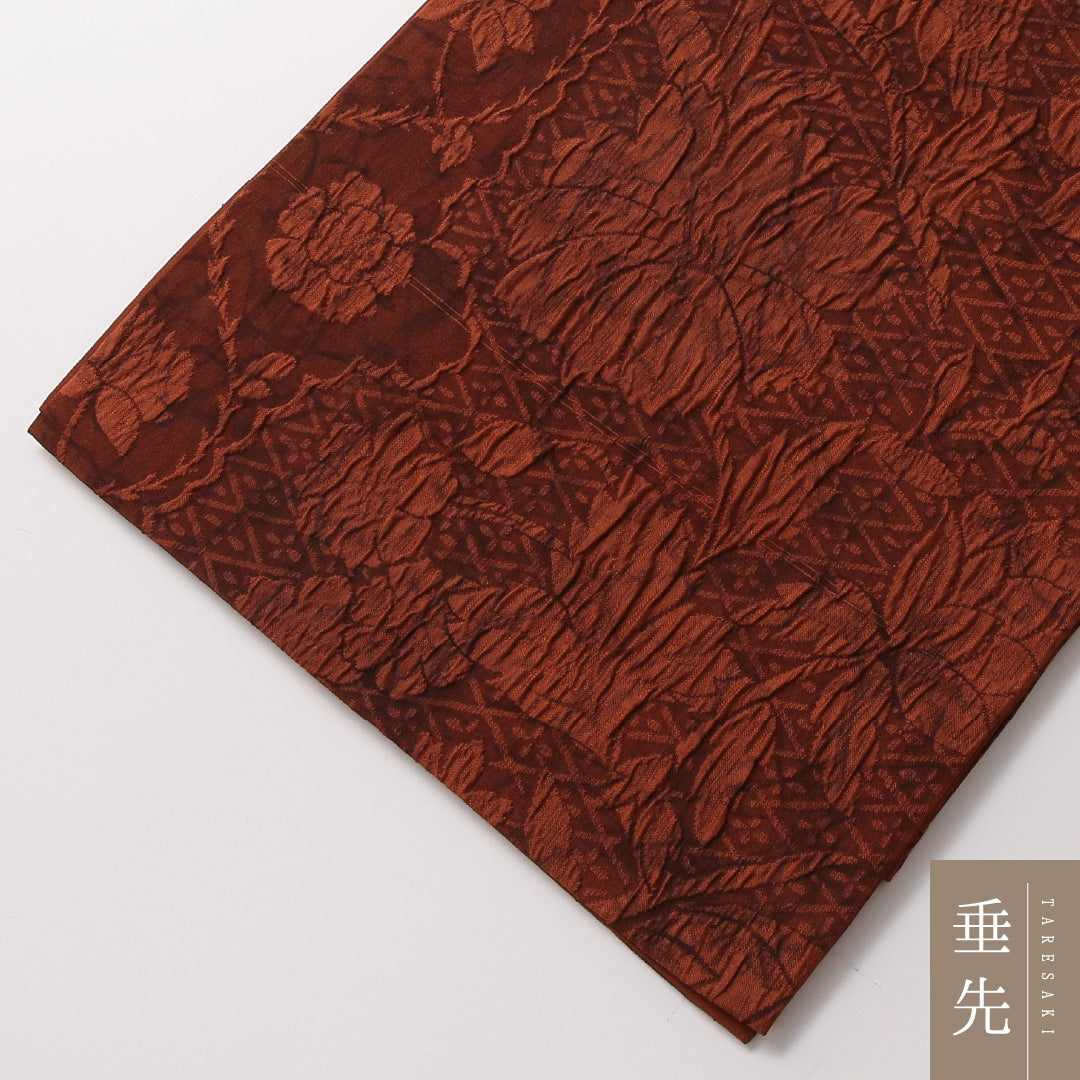 袋帯 帯丈444cm 正絹 全通 インフォーマル 花鳥文 茶系 1243-01859