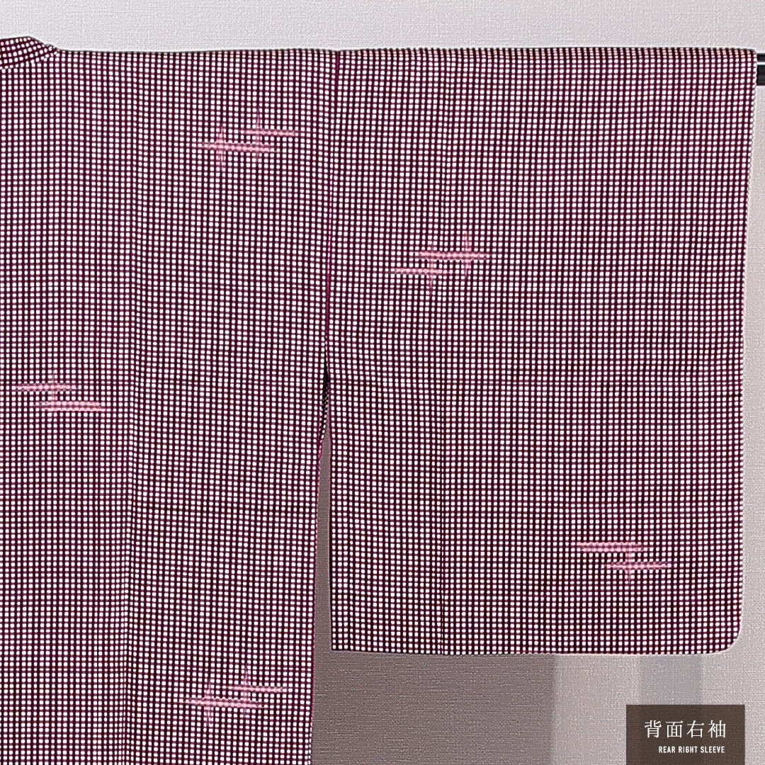 道行コート 単衣 身丈127cm 裄丈63cm 正絹 Sランク セミフォーマル Sサイズ 格子 紫系 RP 1237-16794